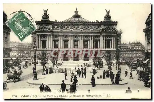 Ansichtskarte AK Paris La Place de L Opera et la Station du Metropolitain Metro