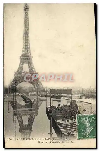 Cartes postales Inondations de Paris Gare des Marchandises Tour Eiffel