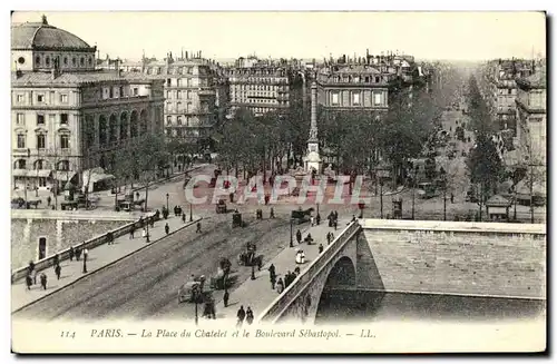 Cartes postales Paris La Place du Chatelet et le Boulevard Sebastopol