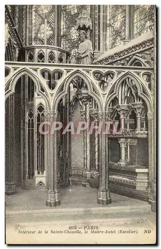 Cartes postales Paris Interieur de la Sainte Chapelle le Maitre Autel Escalier