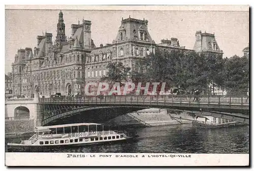 Cartes postales Paris Le Pont D Arcole L Hotel De Ville Peniche