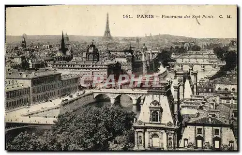 Cartes postales Paris Panorama des Sent Ponts Tour Eiffel