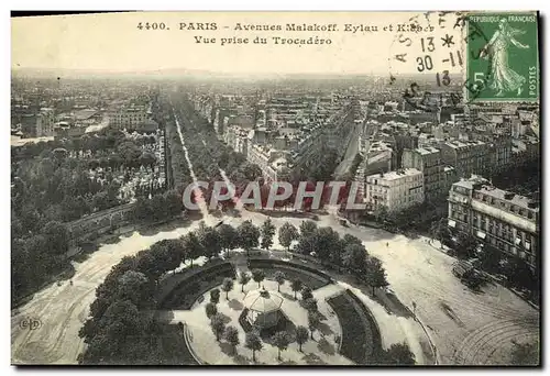 Cartes postales Paris Avenues Malakoff Eylau et Kleber Vue Prise du Trocadero