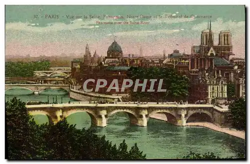 Cartes postales Paris Vue sur la Seine Ponotama Notre Dame et le Tribunal de Commerce