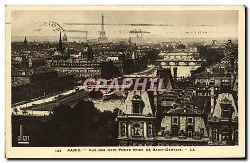 Cartes postales Paris Vue Des Sept Ponts Prise De Saint Gervais Tour Eiffel