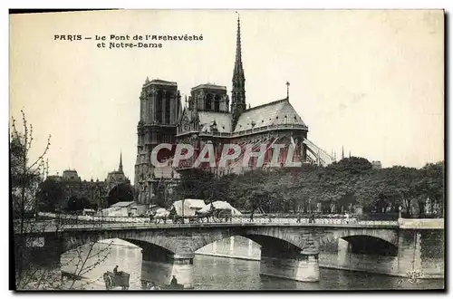 Ansichtskarte AK Paris Le Pont de L Archeveche et Notre Dame