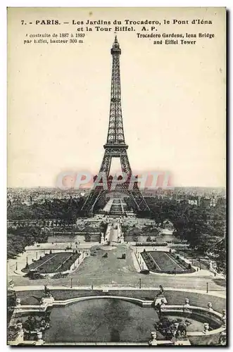 Ansichtskarte AK Paris Les Jardins du Trocadero le Pont et la Tour Eiffel