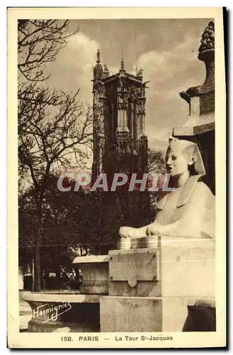 Cartes postales Paris La Tour St Jacques Sphinx