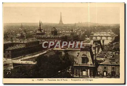 Cartes postales Paris Panorama des Ponts Perspective des 8 ponts