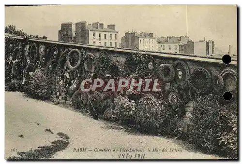 Cartes postales Paris Cimetiere du Pere Lachaise Le mur des federes