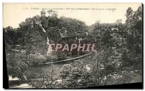 Ansichtskarte AK Paris Buttes Chaumont Pont suspendu