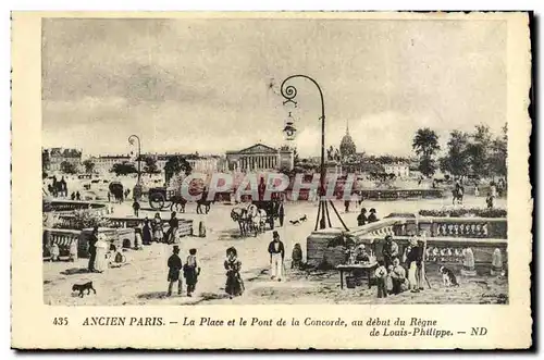 Cartes postales Paris Ancien La Place et le Pont de la Concorde au Debut du Regne de Louis Philippe