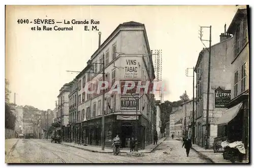 Cartes postales Sevres La Grande Rue et la Rue Cournol