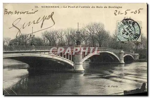 Cartes postales Suresnes Le Pont et L entree du Bois de Boulogne