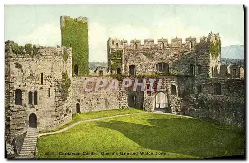 Ansichtskarte AK Carnarvon castle Queen s gte and watch tower