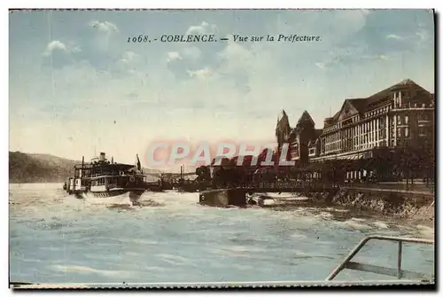 Cartes postales Coblence Vue Sur la Prefecture Bateau