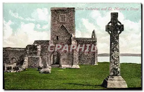 Ansichtskarte AK Iona Cathedral and St Martin s Cross