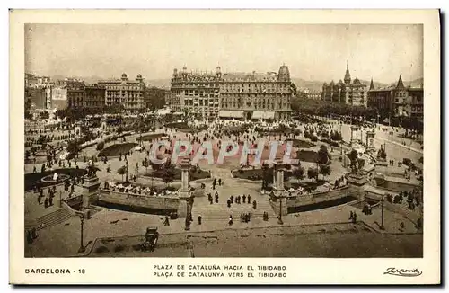 Cartes postales Barcelona Plaza de Cataluna Hacia el Tibidabo