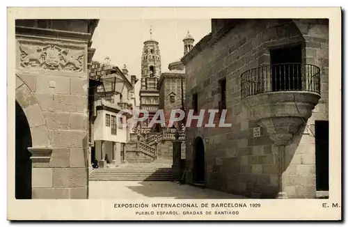 Cartes postales Exposici�n Internacional de Barcelona 129 Pueblo Espanol Gradas de Santiago