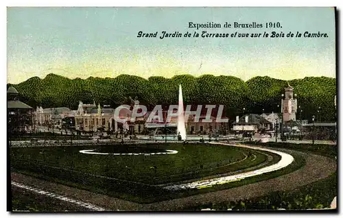 Cartes postales Exposition de Bruxelles 1910 Grand Jardin de la Terrasse et vue sur le Bois de la Cambre