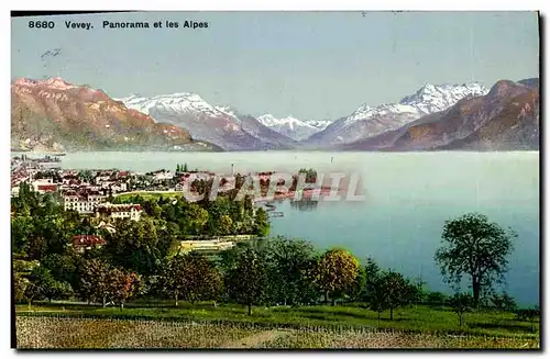 Cartes postales Vevey Panorama et les Alpes