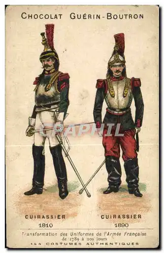 Chromo Chocolat Guerin Boutron Cuirassier 1810 1890 Militaria