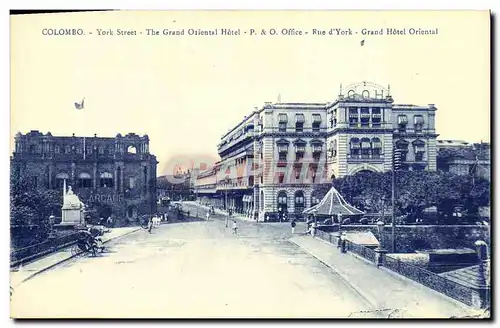 Cartes postales Colombo Youk Street The Grand Oriental Hotel P O Office Rue d York Grand Hotel oriental