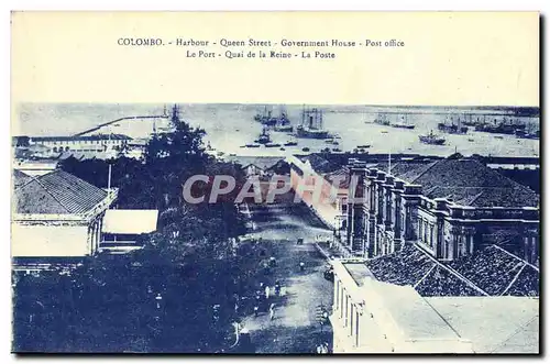 Ansichtskarte AK Colombo Harbour Queen Street Goverment House Post Office Sri Lanka
