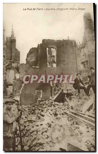 Cartes postales La Rue de Paris Louvain Militaria