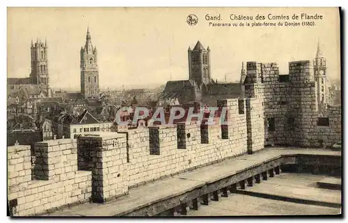 Cartes postales Gand Chateau des Comtes de Flandre Panorama vu de la plateforme du donjon