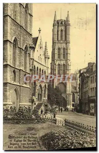 Cartes postales Gand Entree du Beffroi et Eglise St Bavon