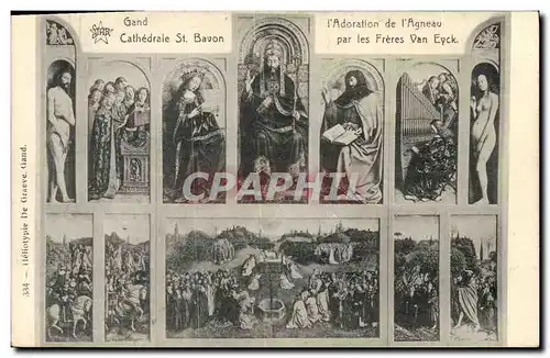 Cartes postales Gand Cathedrale de Saint Bavon Adoration de l agneau par les freres Van Eyck