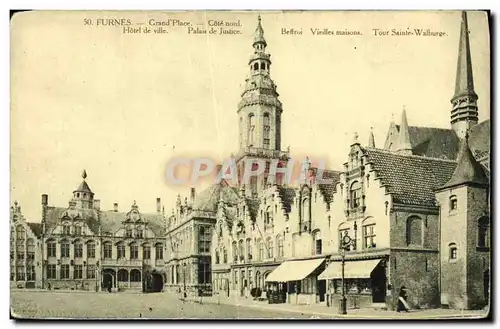 Cartes postales Furnes Grand Place Cote Nord Hotel de Ville Palais de Justice
