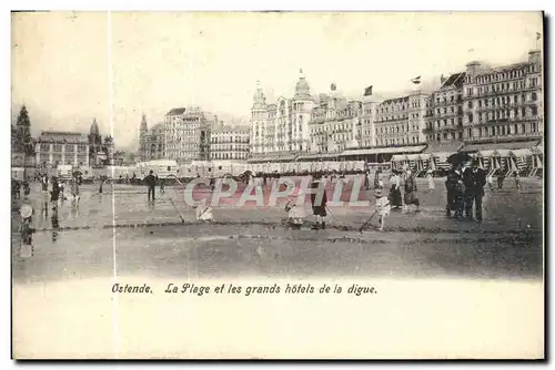 Cartes postales Ostende La Plage et les Grands Hotels de la Digue