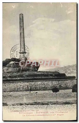 Cartes postales Naurouze La Colonne Commemorative a P Riquet pres Villefranche