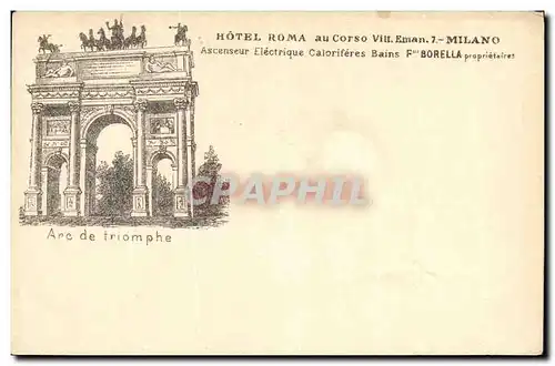 Cartes postales Roma Hotel Au Corso Milano Arc de Triomphe