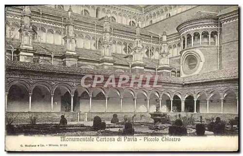 Ansichtskarte AK Monumentale Certosa di Pavia Piccolo Chiostro