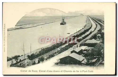 Ansichtskarte AK Canal de Suez d eau Douce et Chemin de Fer a Port Said Egypte