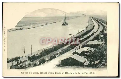 Cartes postales Canal de Suez d eau Douce et Chemin de Fer a Port Said Egypte