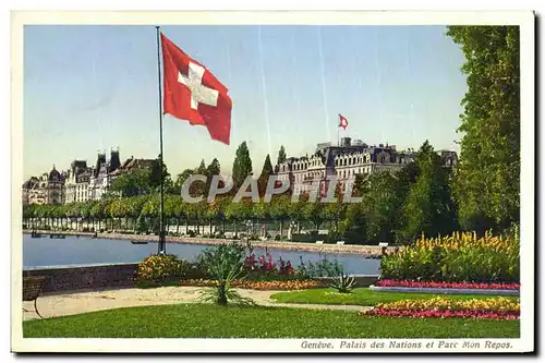 Cartes postales Geneve Palais des Nations et parc Mon repos