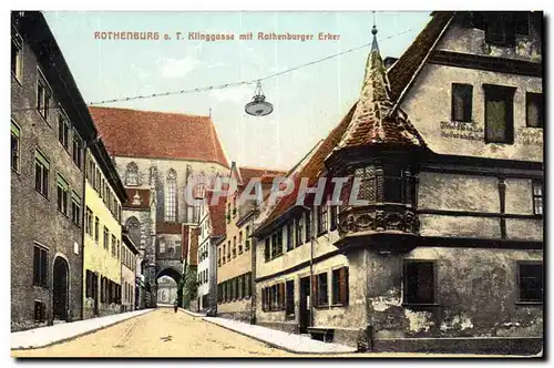 Cartes postales Rothenburs Klinggasse mit Rathenburger ERker