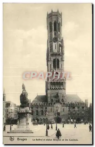 Ansichtskarte AK Bruges Le Beffroi et Statue Breydel et De Coninck