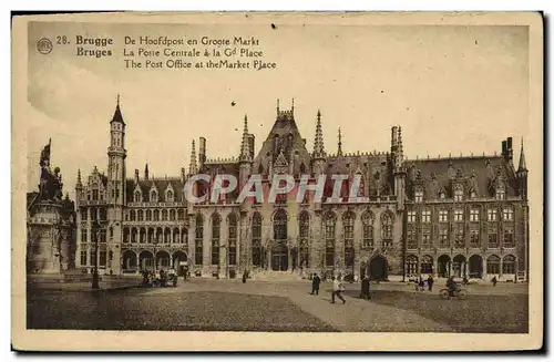 Cartes postales Bruges La poste centrale a la grand place