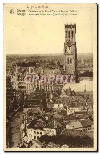 Cartes postales Bruges Panorama de la Grand Place et Tour du Beffrol