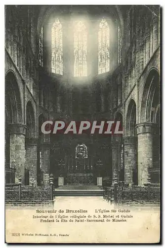Cartes postales Bruxelles Souvenir de L Eglise Ste Gudule Interieur de l eglise collegiale de SS Michel