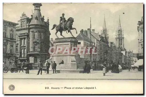 Cartes postales Anvers Place et statue Leopold I