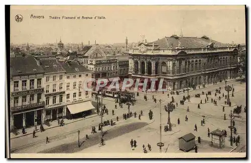 Cartes postales Anvers Theatre Flamand et Avenue d Italle