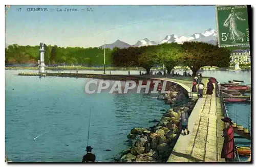 Cartes postales Geneve La Jetee pecheur Peche