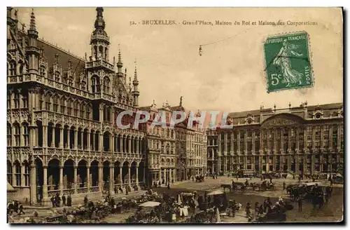 Cartes postales Bruxelles Grand place Maison du roi et maison des corporations
