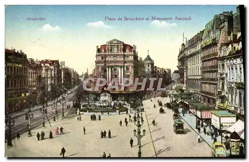 Cartes postales Bruxelles Place de Brouckere et Monument Anspach